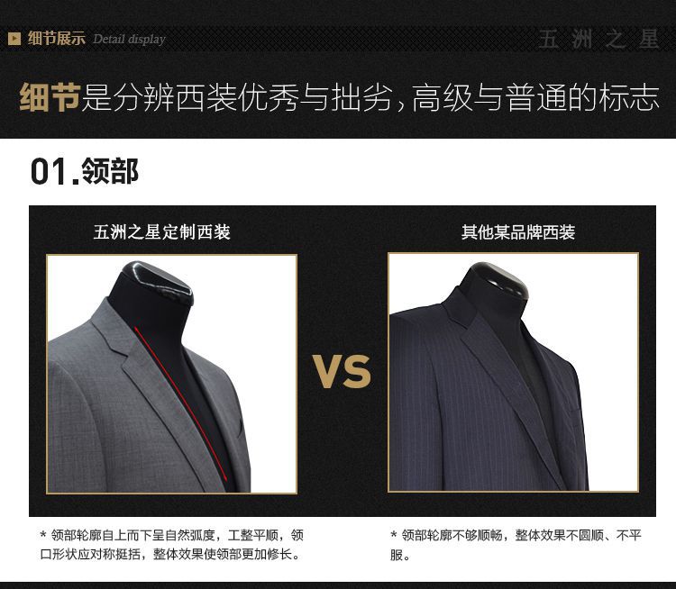 女士西服定制的领部对比