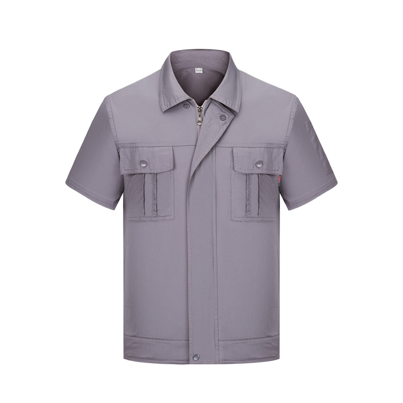 夏季灰色防静电短袖工作服定制