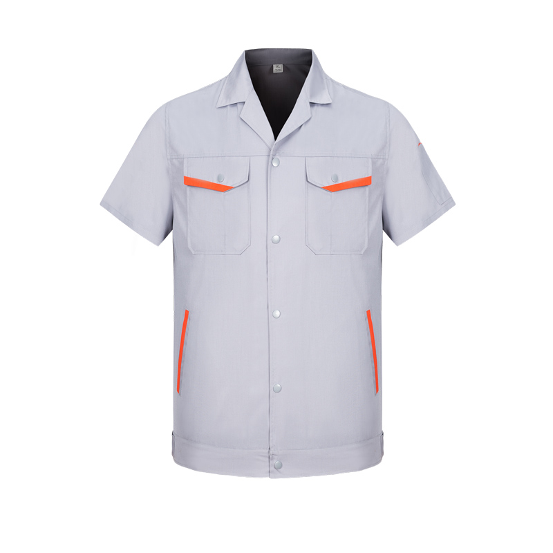 时尚灰色带反光牙夏季短袖工作服定制